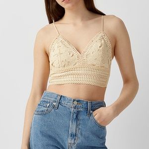Love Tree boho butter yellow bohemian crochet lace bralette top NWT